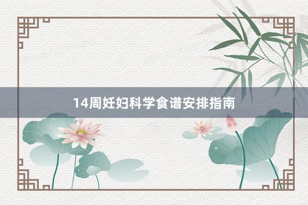 14周妊妇科学食谱安排指南